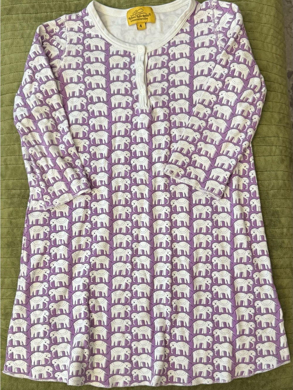 Roberta Roller Rabbit Purple and White Elephant Print Nightgown